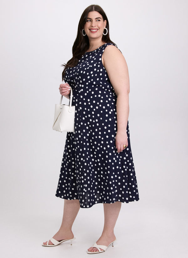 Laura Ruched Waist Polka Dot Dress