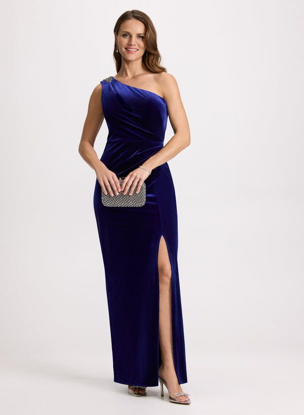 laura Ruched Waist Velvet Dress