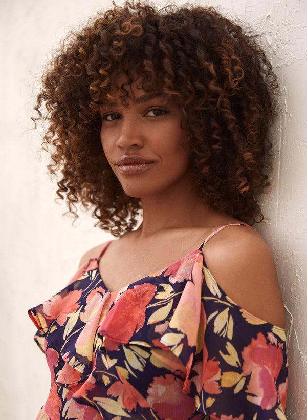 Laura Ruffle Detail Floral Print Dress