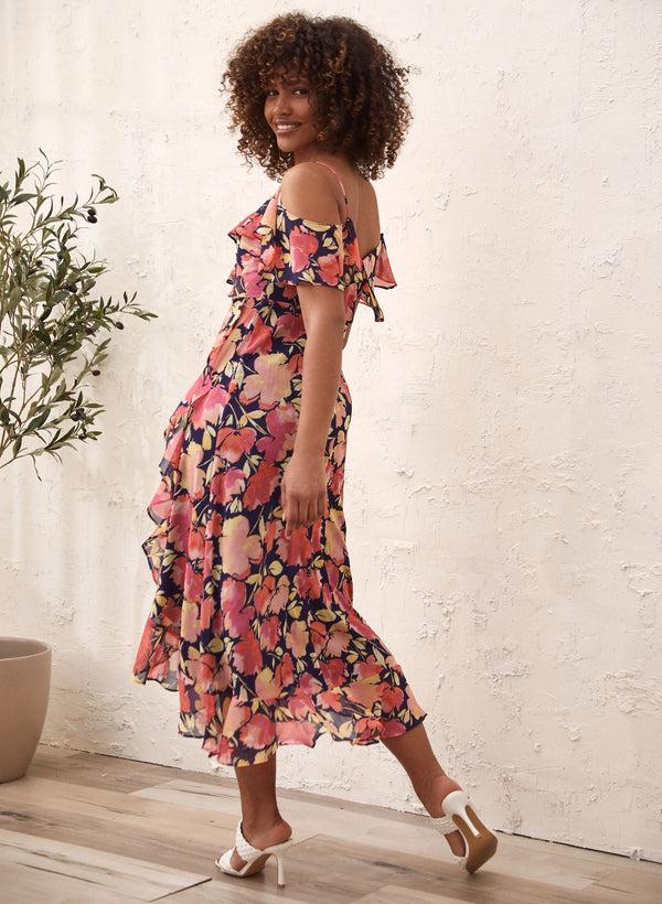 Laura Ruffle Detail Floral Print Dress