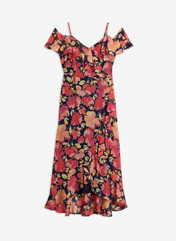 Laura Ruffle Detail Floral Print Dress