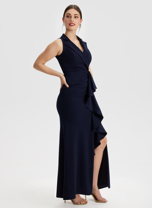 Laura Ruffle Detail Tuxedo Dress