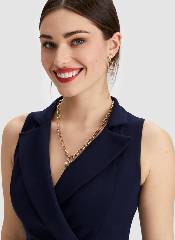 Laura Ruffle Detail Tuxedo Dress