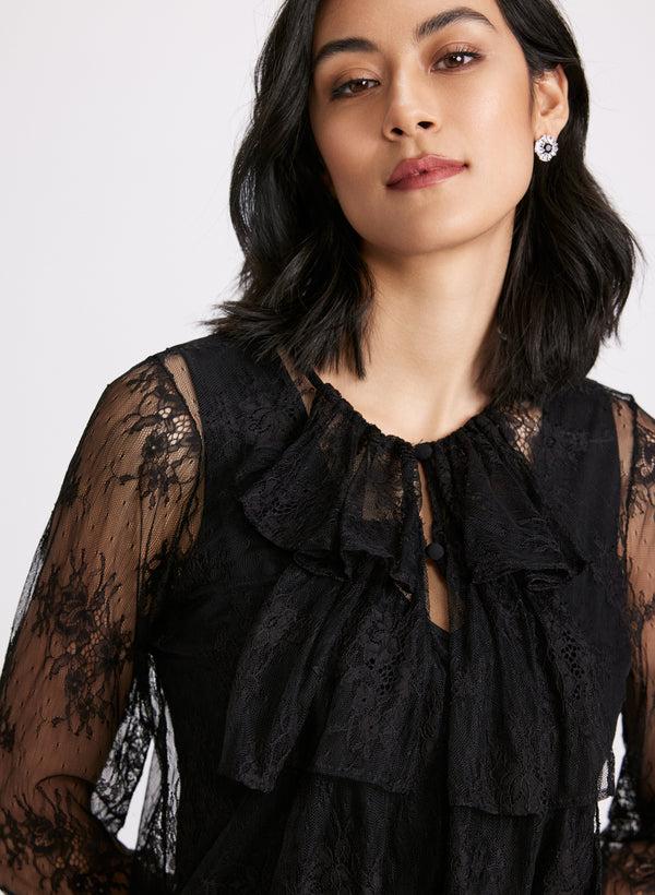Laura Ruffle Front Lace Blouse
