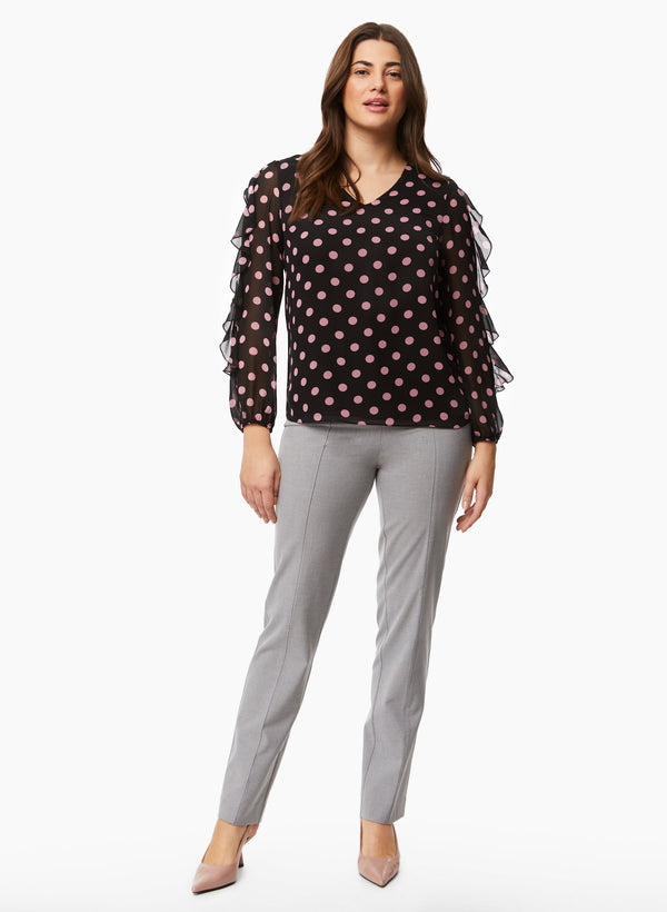 Laura Ruffle Sleeve Polka Dot Blouse
