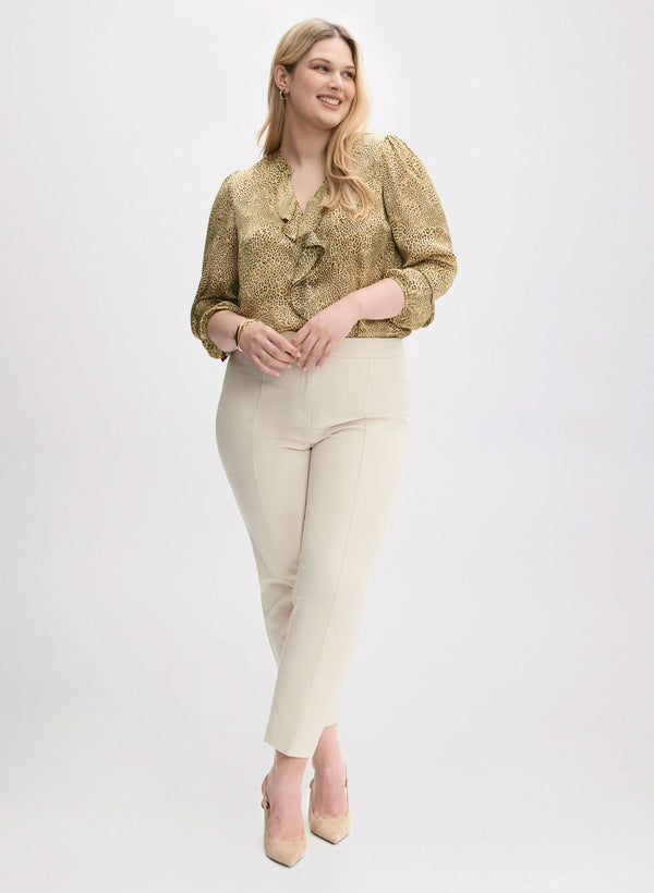 laura Ruffle Trim Blouse & Slim Leg Pants
