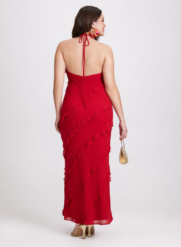 Laura Ruffled Halter Dress