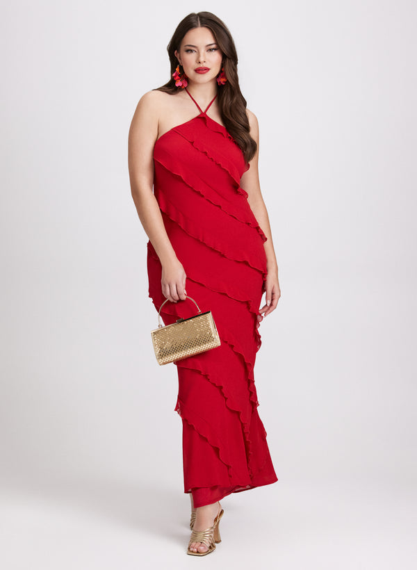 laura Ruffled Halter Dress