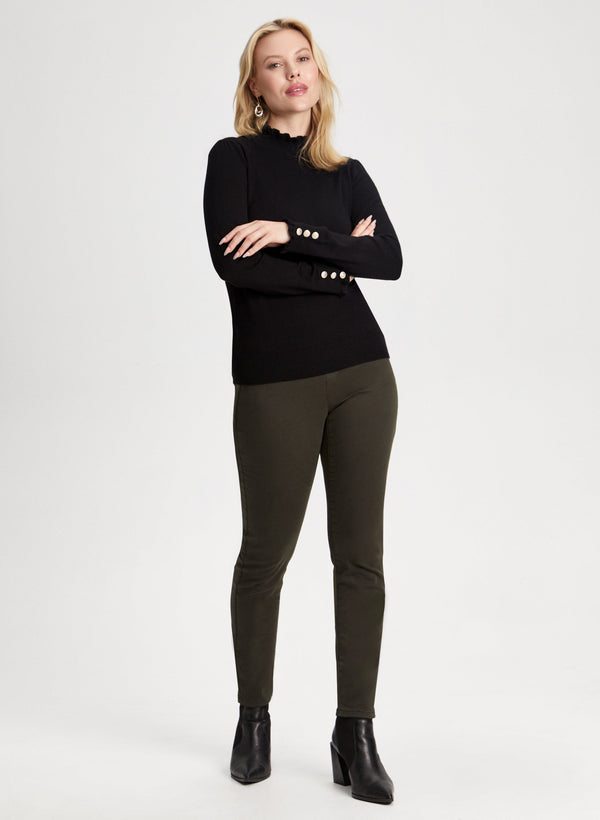 Laura Ruffled Mock Neck Sweater