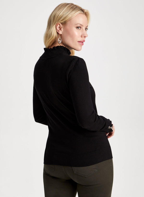 Laura Ruffled Mock Neck Sweater