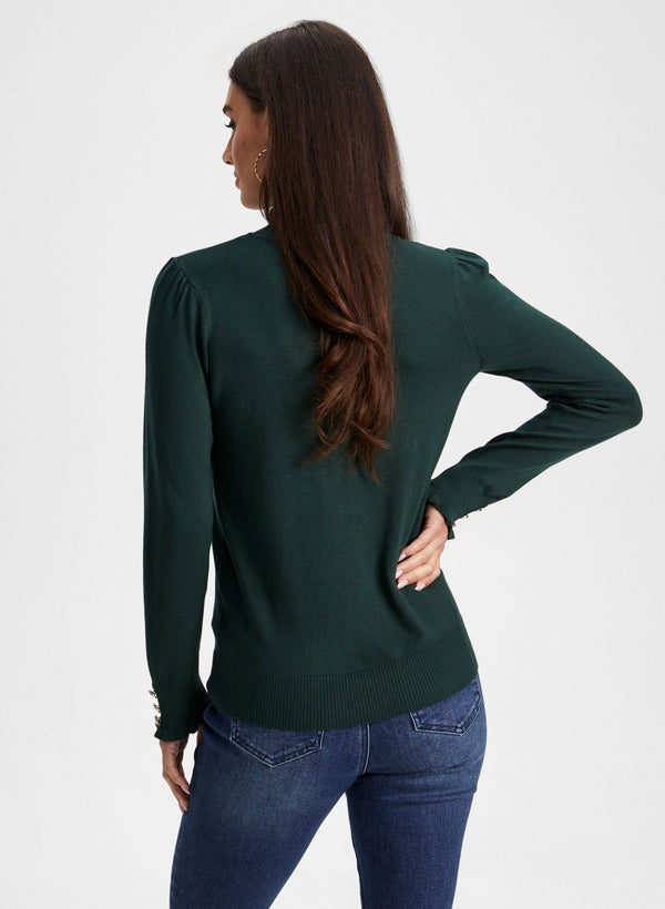 Laura Ruffled Mock Neck Sweater