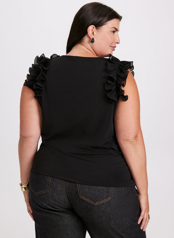 Laura Ruffled Shoulder Top
