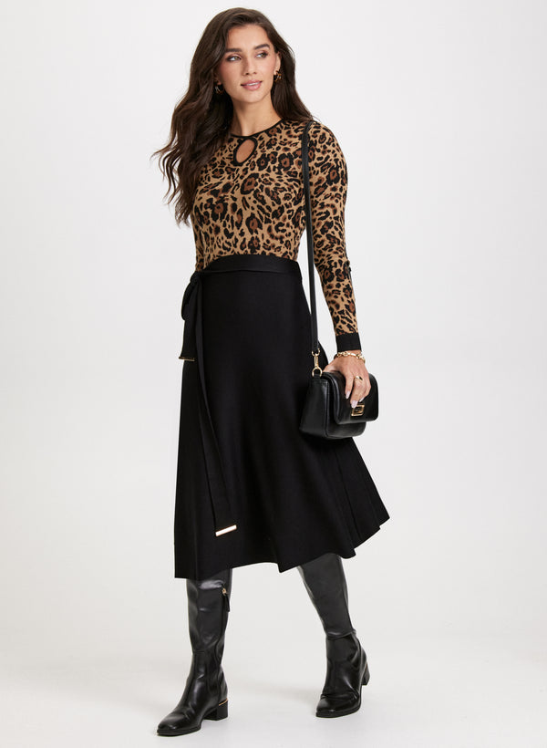 laura Sash Detail Leopard Print Dress