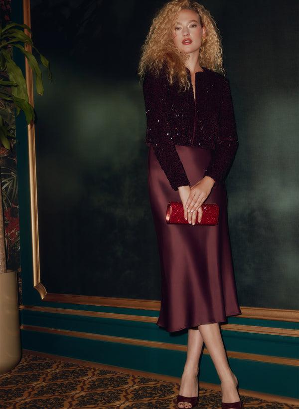 Laura Satin Bias Cut Skirt