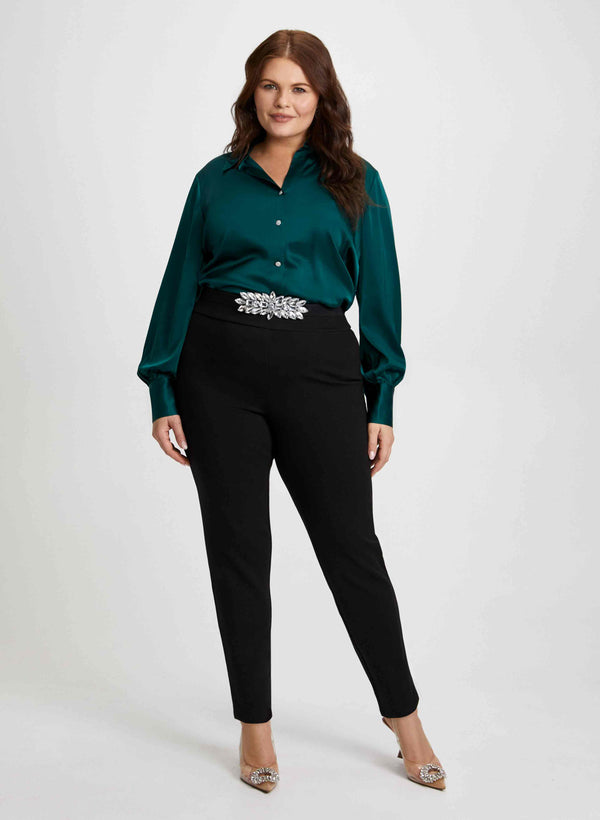 laura Satin Blouse & Bow Detail Pants