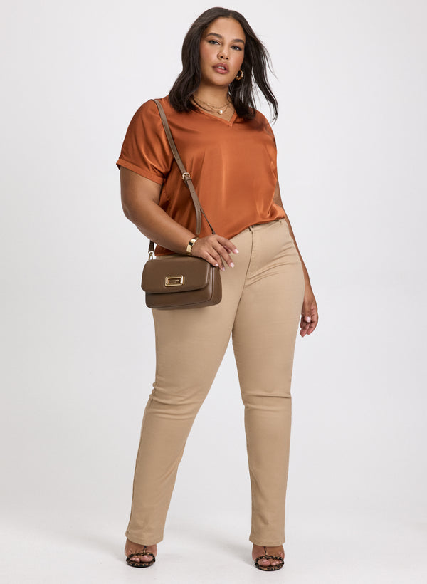 laura Satin Blouse & Slim Leg Jeans