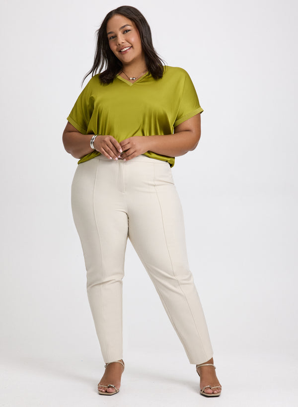 laura Satin Blouse & Slim Leg Pants