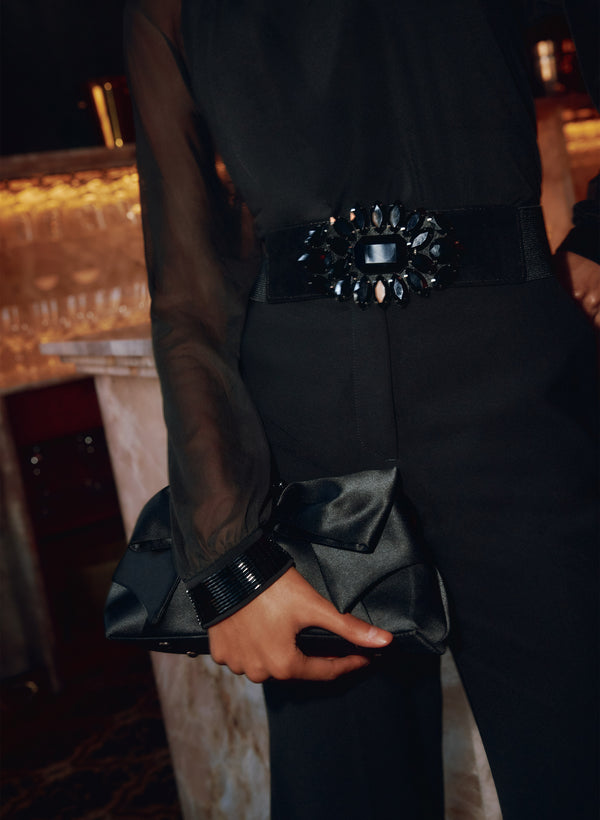 Laura Satin Bow Clutch