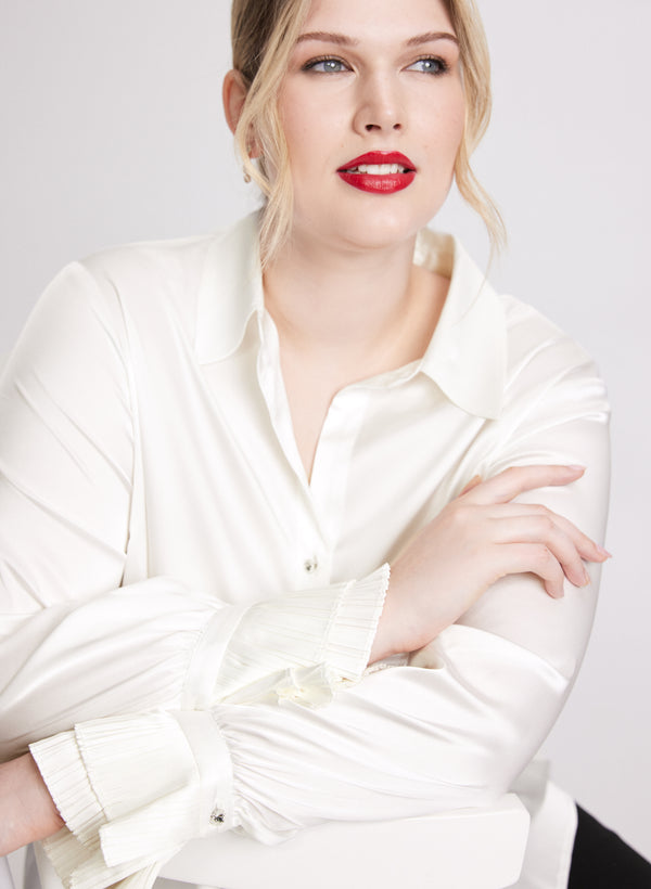 Laura Satin Button-Down Blouse