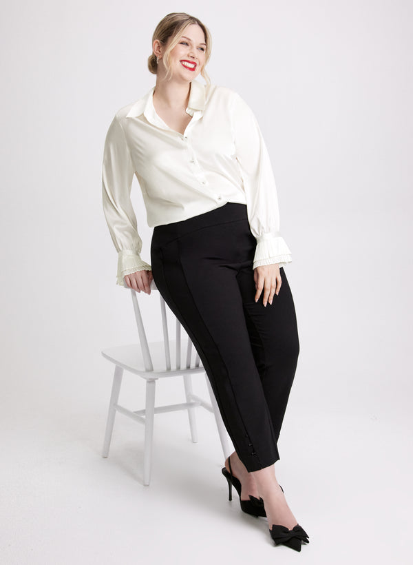 Laura Satin Button-Down Blouse