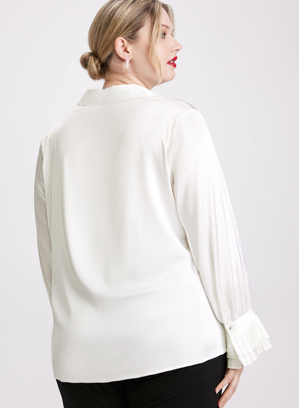 Laura Satin Button-Down Blouse