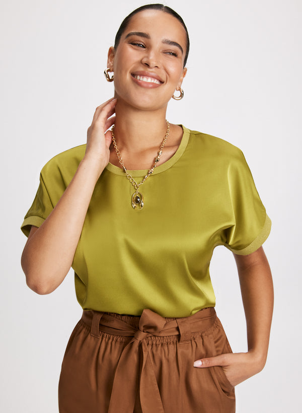 laura Satin Cap Sleeve Top