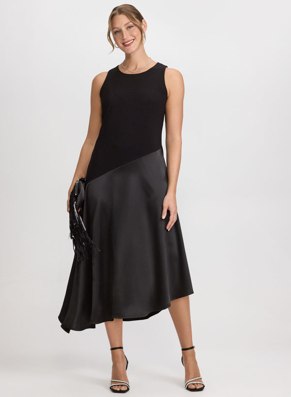 laura Satin Detail A-Line Dress