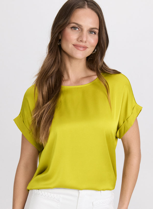 laura Satin Drop Shoulder Top