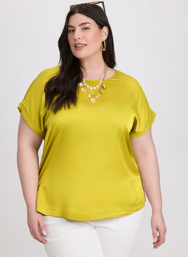 laura Satin Drop Shoulder Top