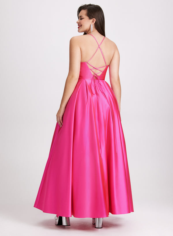 Laura Satin Fit & Flare Ball Gown