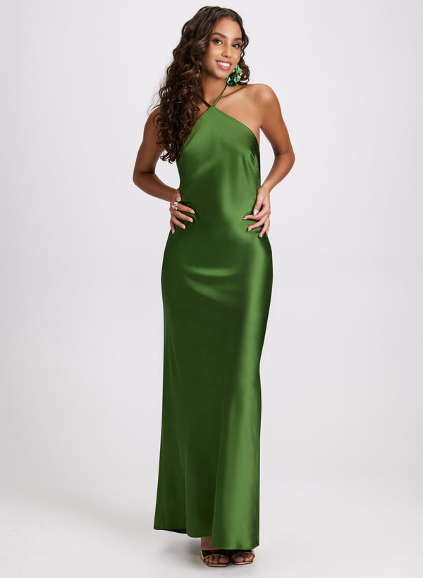 laura Satin Halter Neck Dress