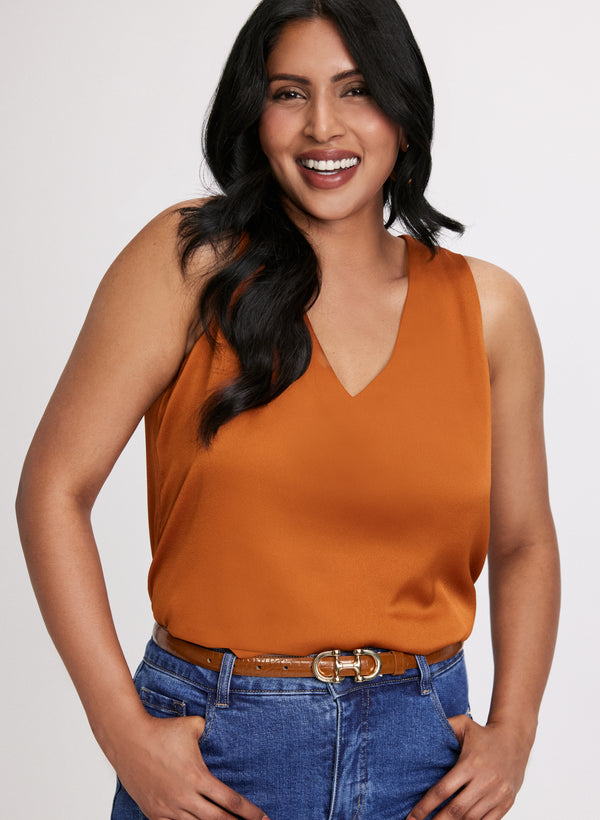 laura Satin Sleeveless Blouse