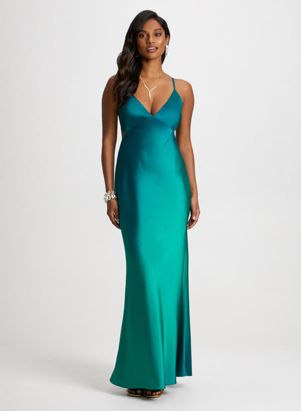 laura Satin Slip Ombre Gown