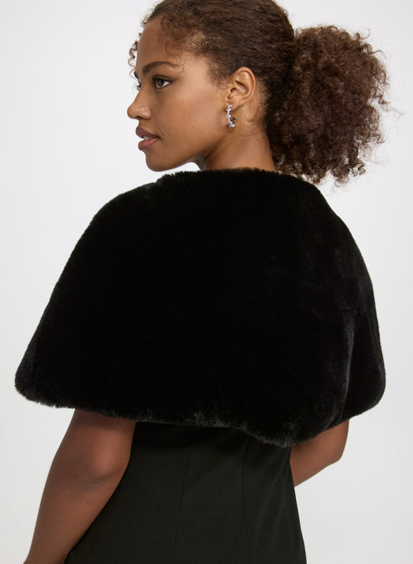 Laura Satin Tie Faux Fur Stole