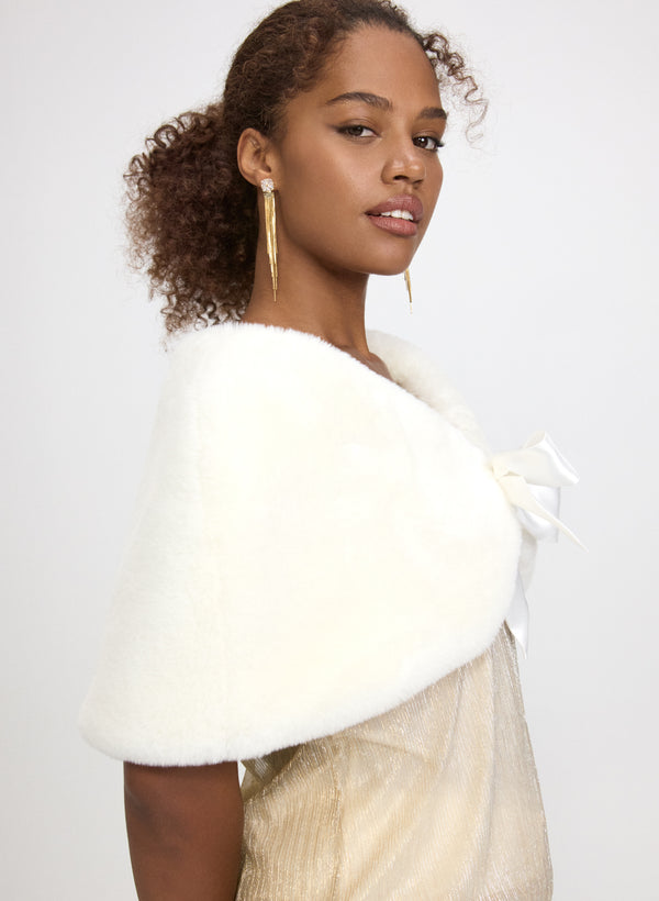 Laura Satin Tie Faux Fur Stole