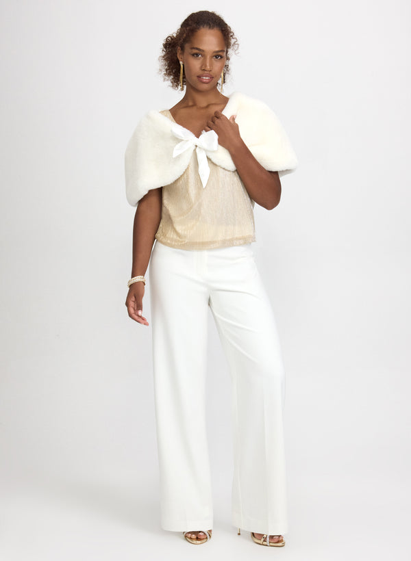 Laura Satin Tie Faux Fur Stole