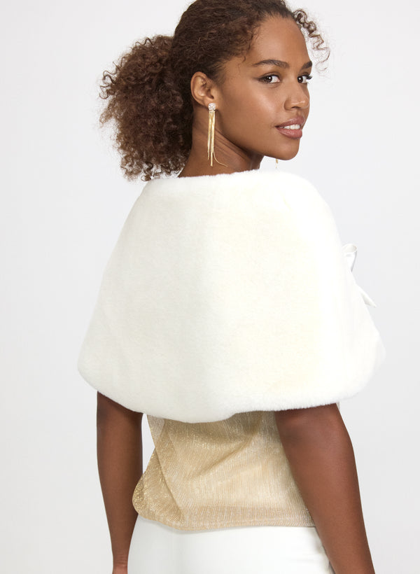 Laura Satin Tie Faux Fur Stole