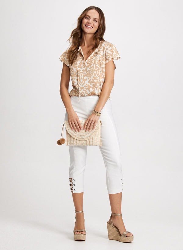 Laura Satin Tie-Neck Blouse