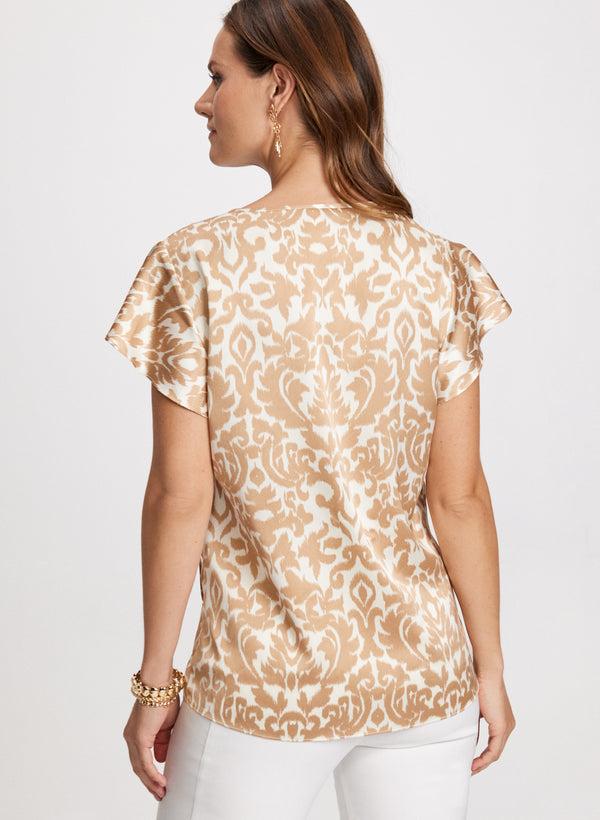 Laura Satin Tie-Neck Blouse