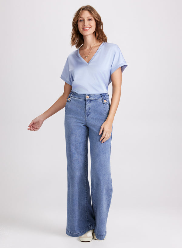 Laura Satin V-Neck Blouse