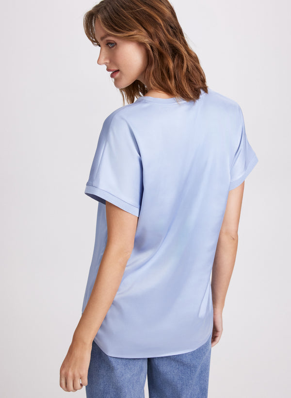 Laura Satin V-Neck Blouse