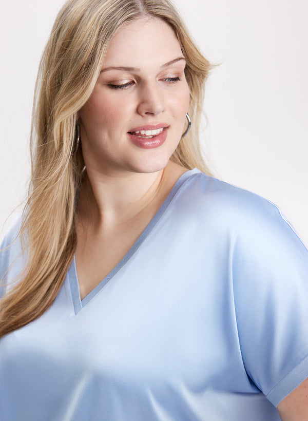 Laura Satin V-Neck Blouse