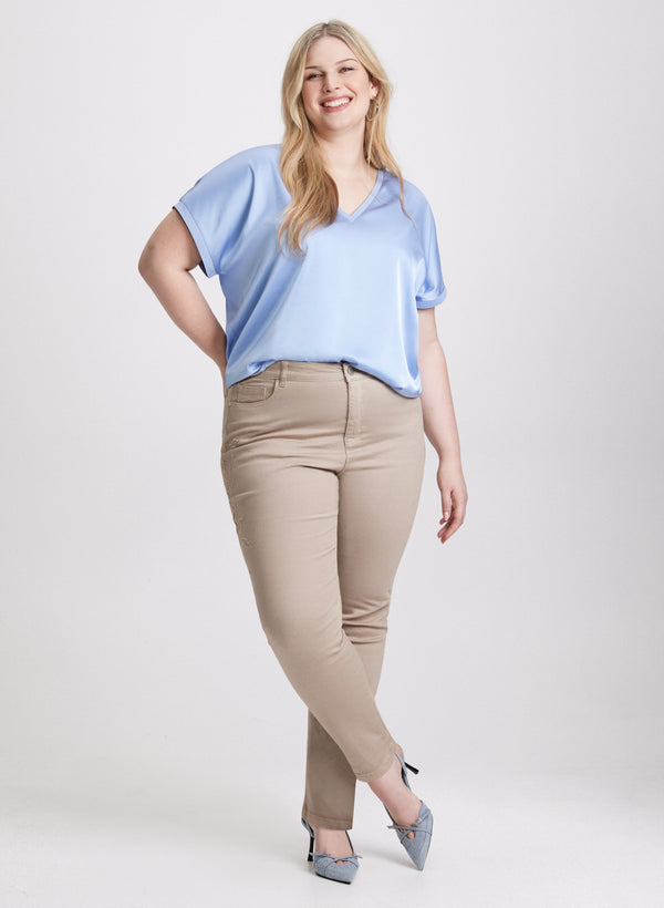 Laura Satin V-Neck Blouse