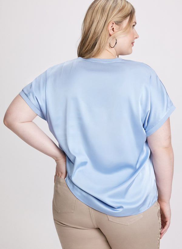 Laura Satin V-Neck Blouse