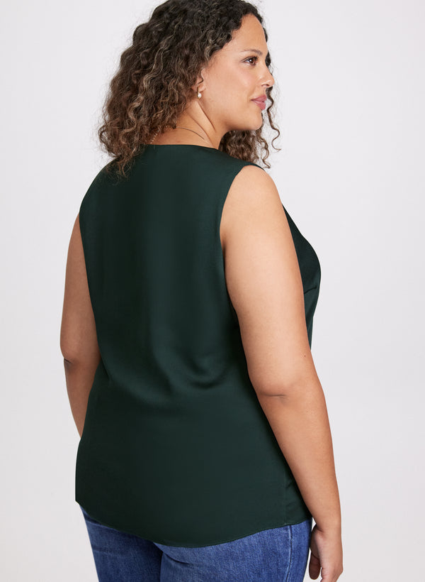 Laura Satin V-Neck Sleeveless Blouse