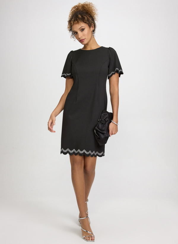 laura Scalloped Trim Dress