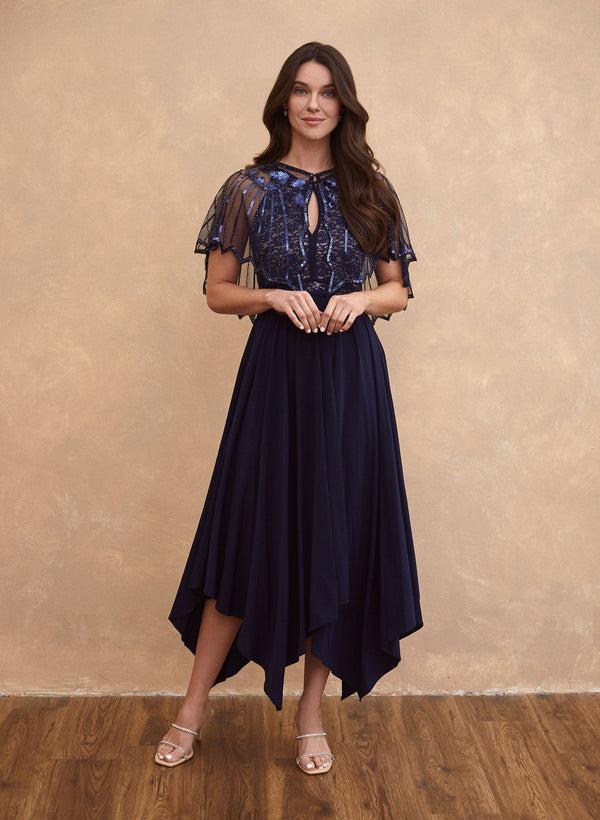 laura Sequin Detail Cape