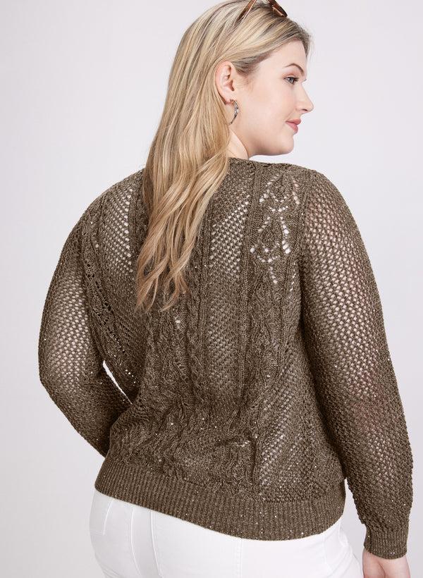 Laura Sequin Detail Openwork Sweater
