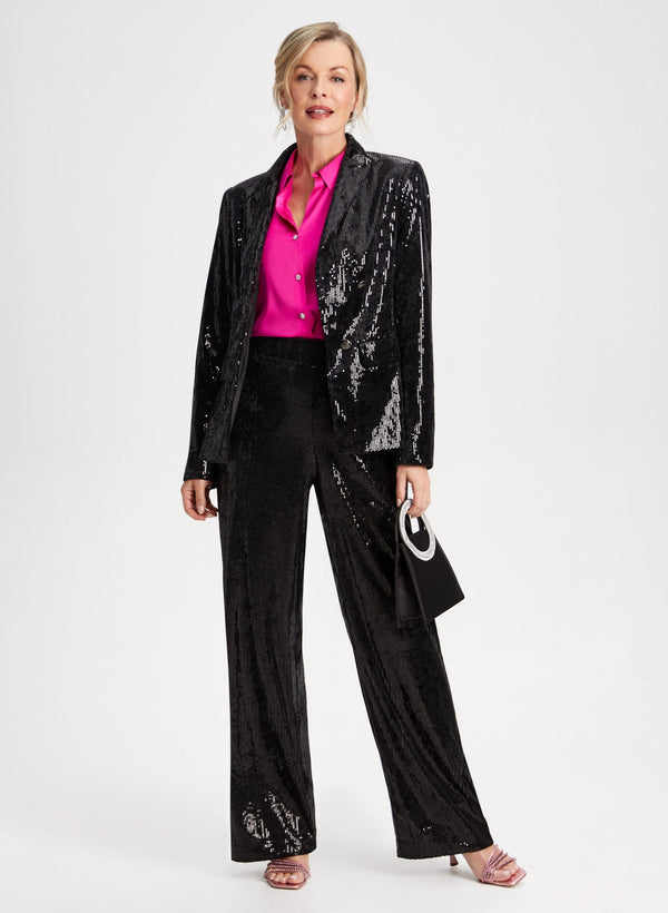 Laura Sequin Detail Wide Leg Pants