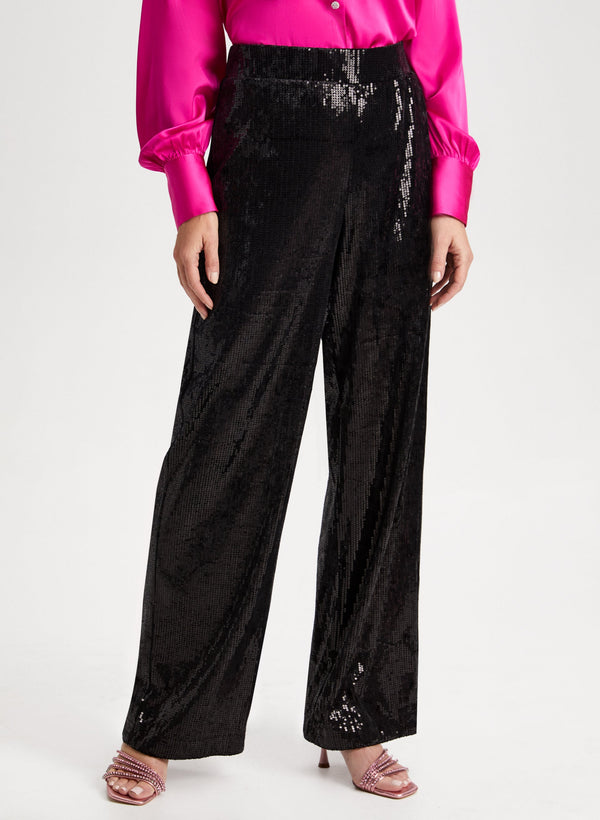 laura Sequin Detail Wide Leg Pants